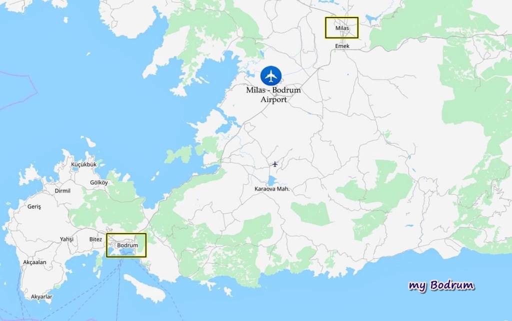 Milas-Bodrum Airport Location Map Bodrum Airport Map