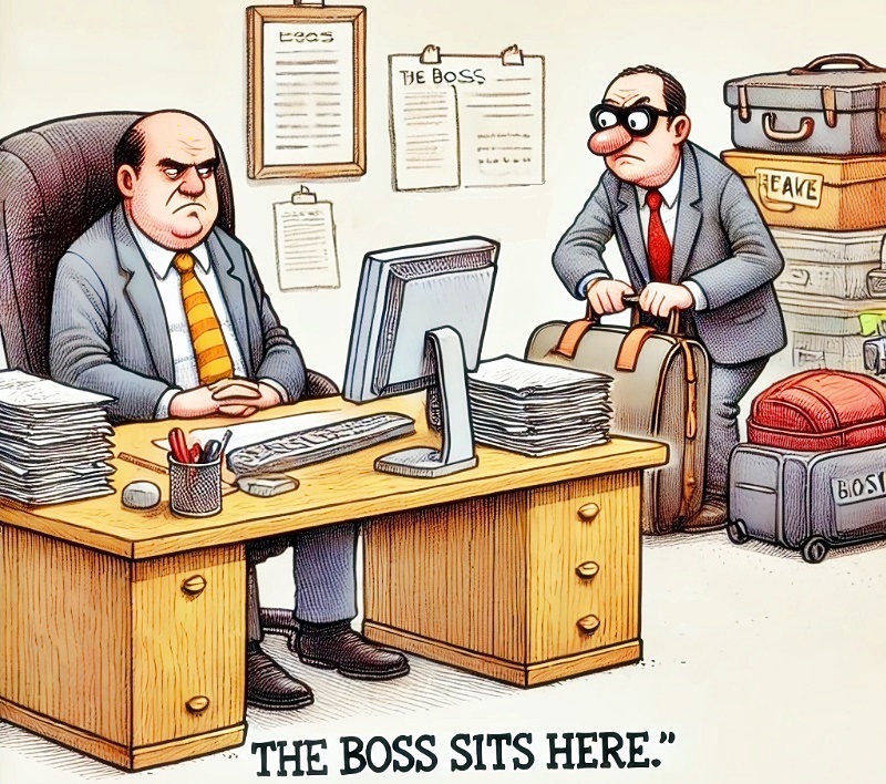 The boss sits here The boss sits here